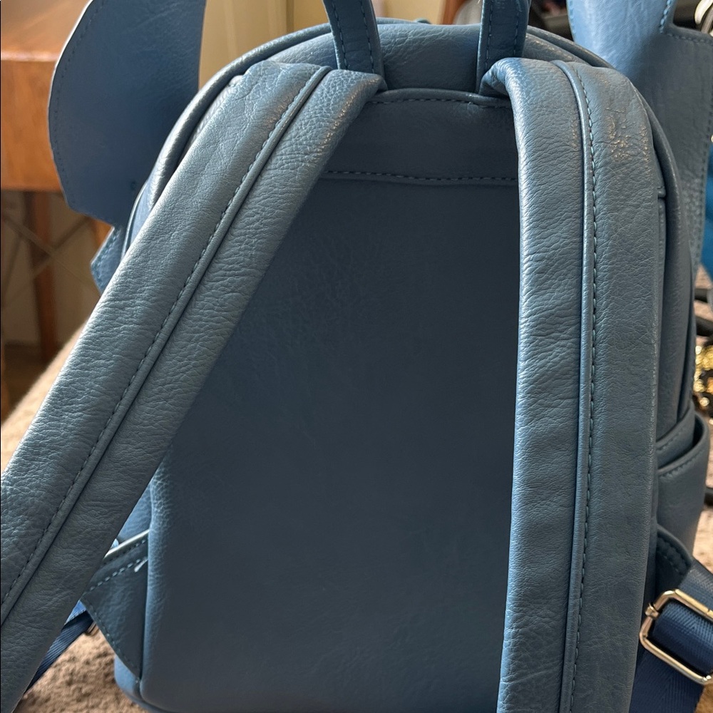 Loungefly Stitch Face Blue Mini Backpack with Teal & Pink Accents - Picture 4 of 10